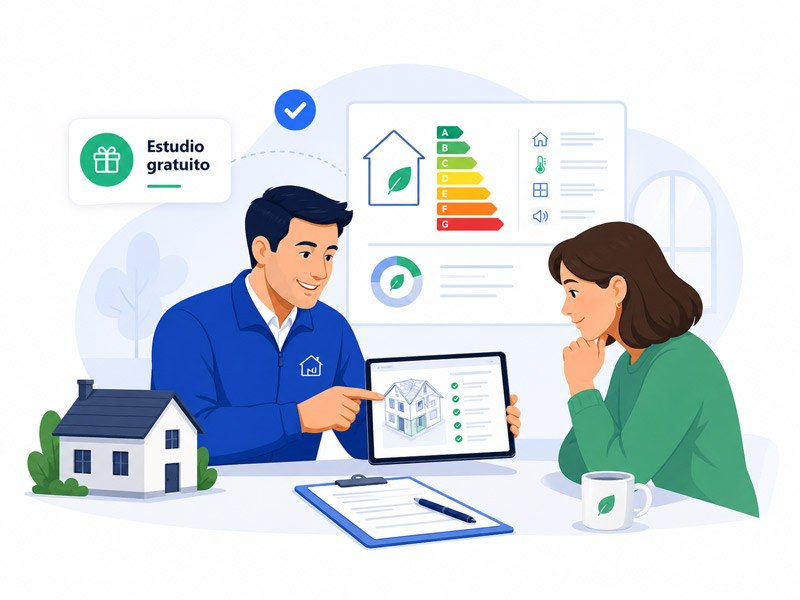 Ilustración de un diagnóstico personalizado para mejorar el aislamiento de una vivienda